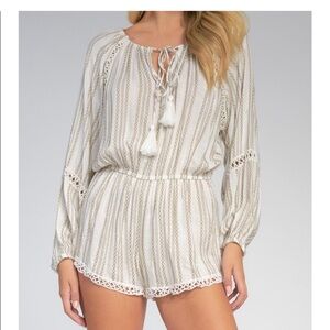 elan rikki striped boho boatneck romper M